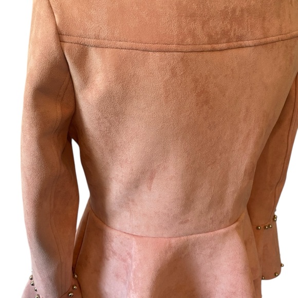 Light Rose Pink Faux Suede Bell Sleeve Jacket - Picture 6 of 12